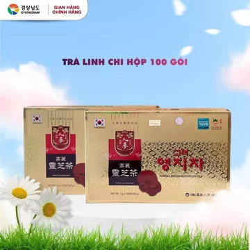 Trà Linh Chi Korea Lingshi Mushroom Tea Hộp Vàng 100 gói