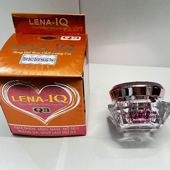 Kem Lena IQ Q3 (Cam-Hồng) Ngọc Trai Collagen Giảm Mụn Mờ Sẹo Thâm Trắng Da 20g