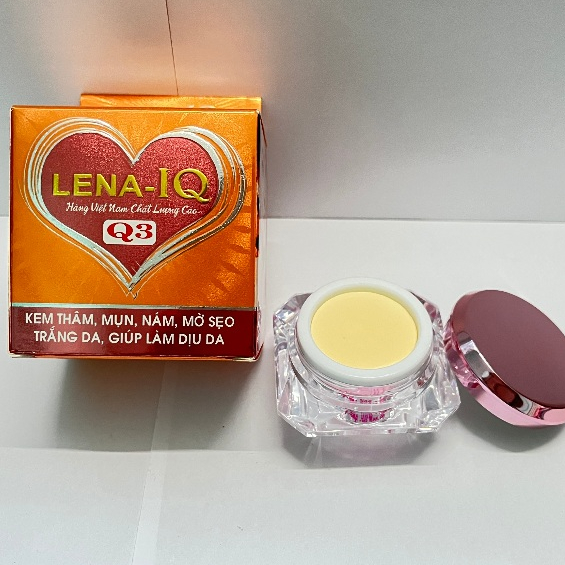Kem Lena IQ Q3 (Cam-Hồng) Ngọc Trai Collagen Giảm Mụn Mờ Sẹo Thâm Trắng Da 20g