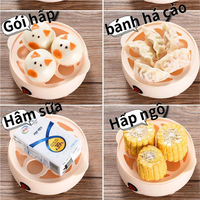 Máy hấp trứng gia đình thông minh PTC tỏa nhiệt nhanh đều nắp trong suốt quan sát trực quan chất liệu PP cấp thực phẩm