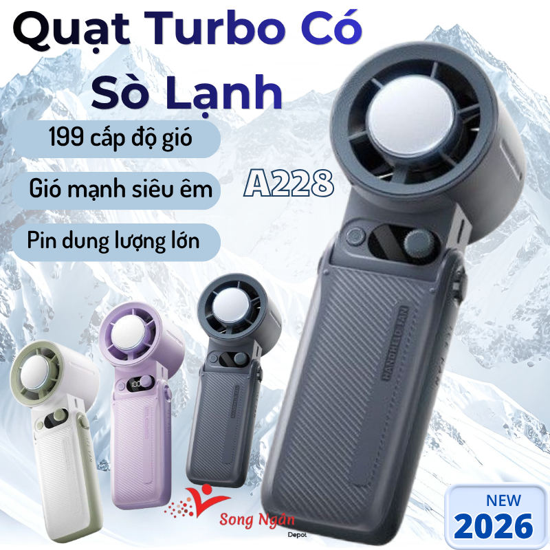 Quạt cầm tay tích điện mini có sò lạnh pin 4000mAh Quạt phản lực turbo cầm tay Quạt mini cầm tay