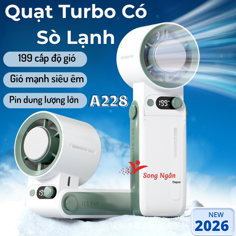 Quạt cầm tay tích điện mini có sò lạnh pin 4000mAh Quạt phản lực turbo cầm tay Quạt mini cầm tay