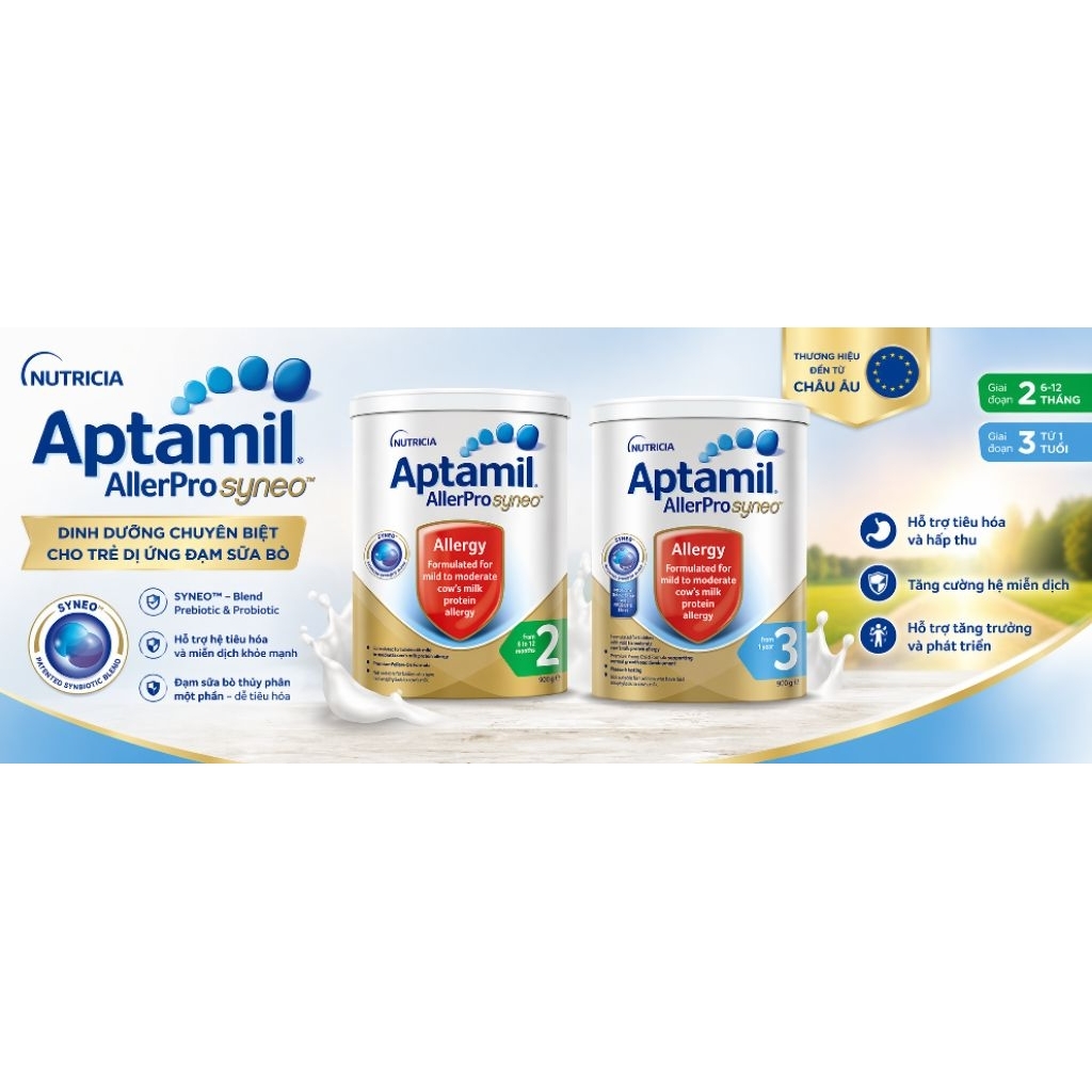 (DATE T12/27) Sữa Aptamil Aller Pro Syneo 2,3 900g – Sữa thủy phân cho trẻ dị ứng đạm sữa bò (6-12 tháng)