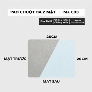 Pad Chuột Da PU 2 Mặt Kích Thước 20x25cm – Lật Đổi 2 Màu, Di Chuột Mượt, Chống Nước - Chống Xước