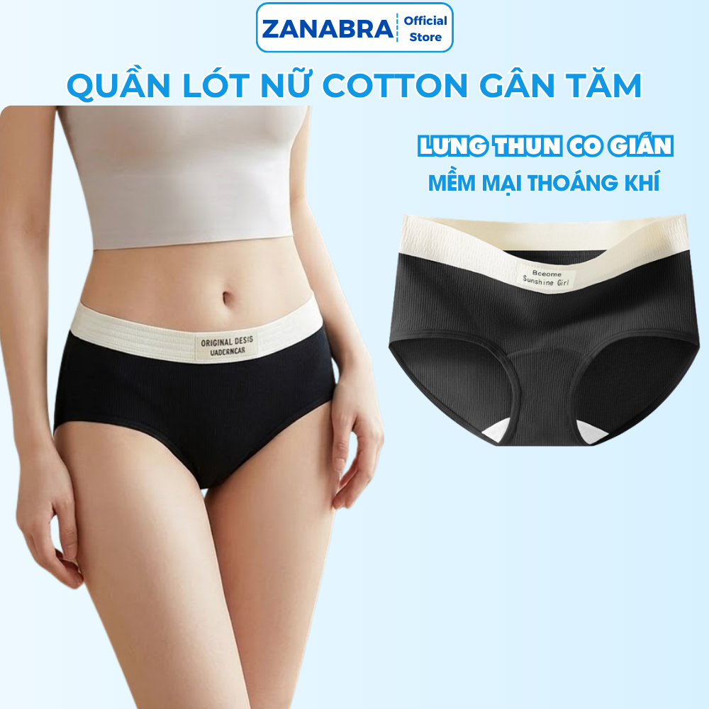 [Hàng cotton đẹp] Quần lót nữ cotton thấm hút co giãn đáy lót kháng khuẩn kiểu dáng trẻ trung năng động ZANABRA L1226