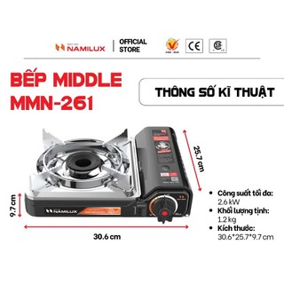 Bếp Gas Mini Du Lịch NaMilux MMN-261PS/SS | Van Ngắt Gas An Toàn | Công suất 2.6kW | Chuyên Dụng Cho Nhà Hàng-Chính Hãng