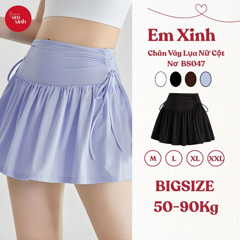 Chân Váy Nữ Dáng Xòe Cột Nơ Có Quần Bảo Hộ Mềm Mát 50–90kg BS047