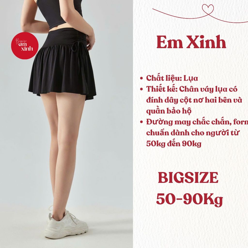 Chân Váy Nữ Dáng Xòe Cột Nơ Có Quần Bảo Hộ Mềm Mát 50–90kg BS047