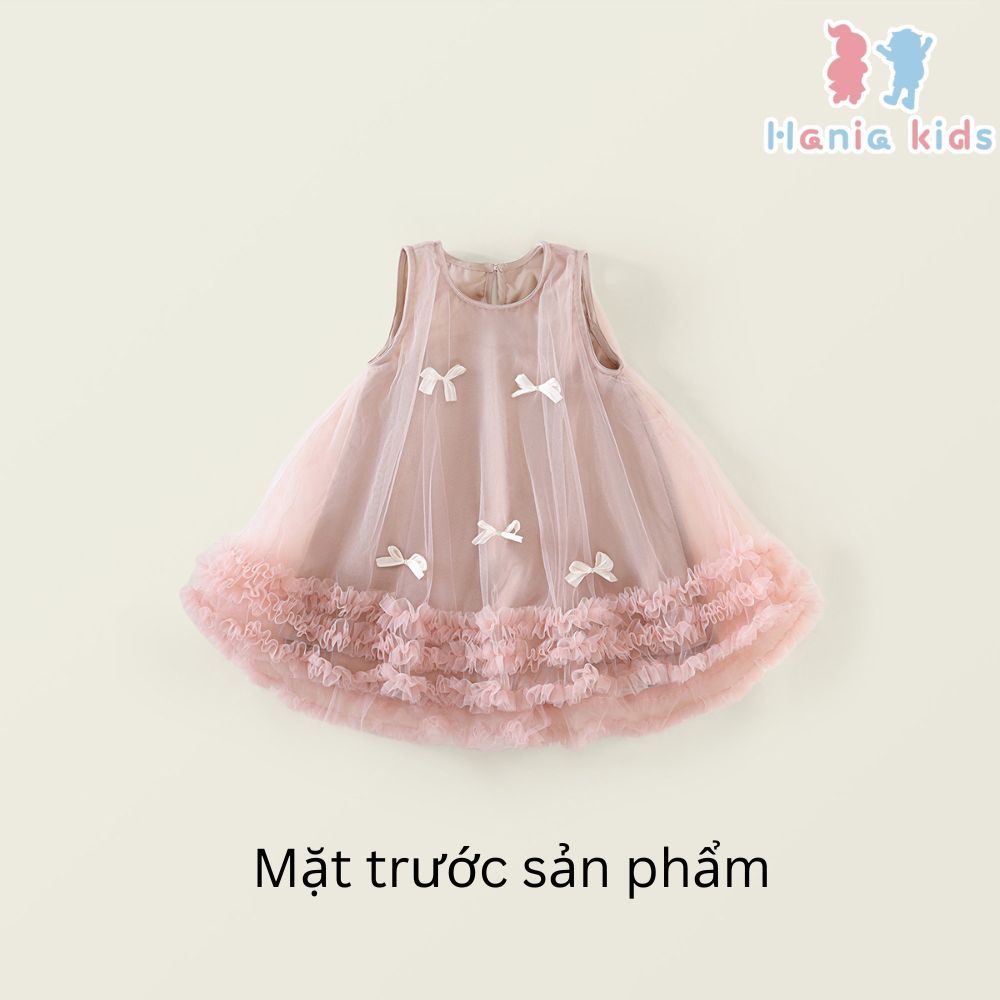 Váy Cho Bé Gái,Váy Công Chúa Sát Nách Đính Nơ Phong Cách Tiểu Thư Chất Liệu Lụa Cao Cấp