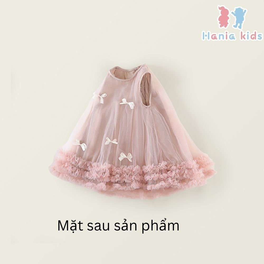 Váy Cho Bé Gái,Váy Công Chúa Sát Nách Đính Nơ Phong Cách Tiểu Thư Chất Liệu Lụa Cao Cấp