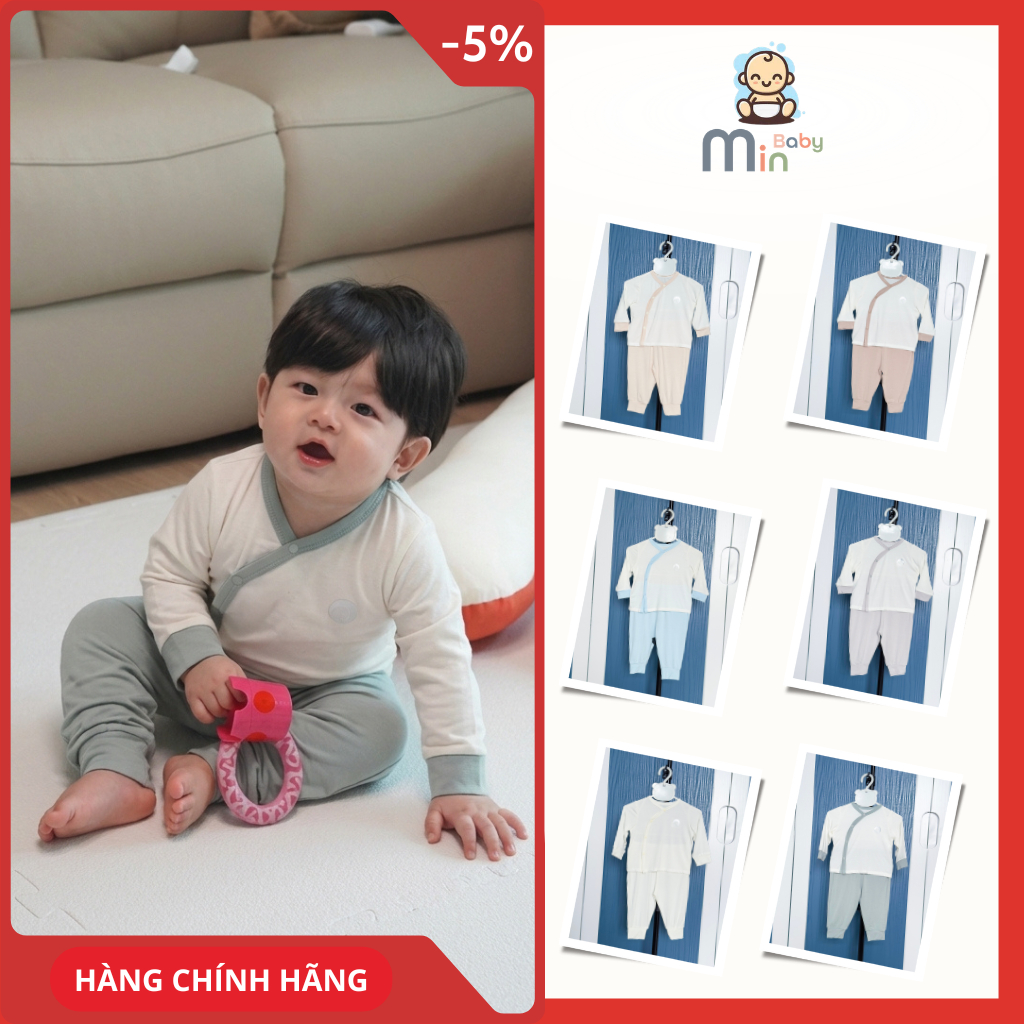 Bộ Dài Tay Sơ Sinh Vải Sợi Tre Petit Mềm Mại Lành Tính - Hàng Chính Hãng AMI0357-7