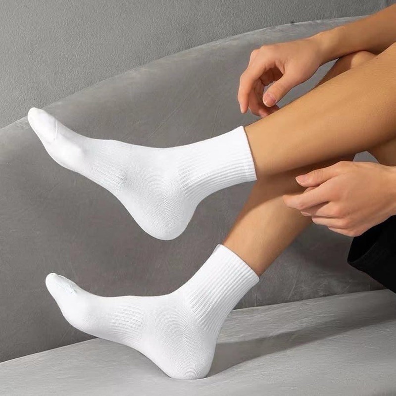 Set 10 đôi Tất vớ nam nữ cao cổ co giãn bốn chiều hàng dệt kim thể thao hàn quốc chất liệu cotton