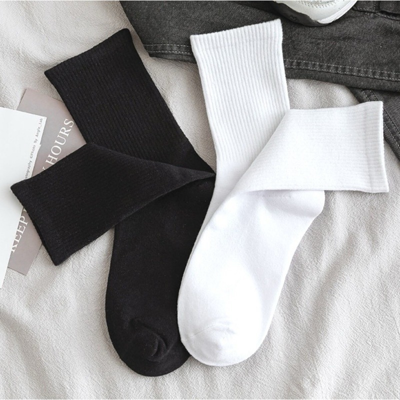 Set 10 đôi Tất vớ nam nữ cao cổ co giãn bốn chiều hàng dệt kim thể thao hàn quốc chất liệu cotton
