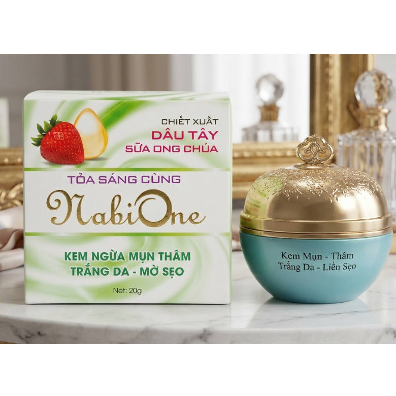Kem NaBi One (Trắng-Xanh) - Kem Face Phục Hồi Độ Ẩm & Cải Thiện Thâm Sạm
