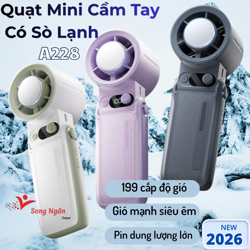 Quạt cầm tay tích điện mini có sò lạnh pin 4000mAh Quạt phản lực turbo cầm tay Quạt mini cầm tay