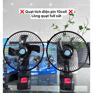 QUẠT TÍCH ĐIỆN ĐỂ BÀN PIN 10 CELL LITHIUM – 2 TỐC ĐỘ GIÓ, LỒNG SẮT CHẮC CHẮN