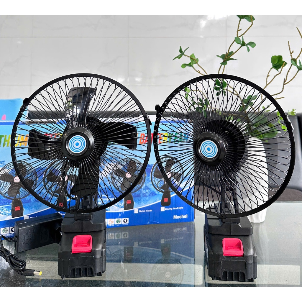 QUẠT TÍCH ĐIỆN ĐỂ BÀN PIN 10 CELL LITHIUM – 2 TỐC ĐỘ GIÓ, LỒNG SẮT CHẮC CHẮN