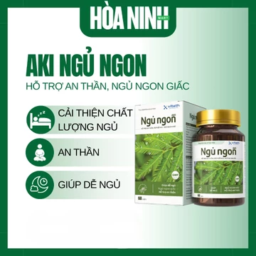 AKI Viên Uống Ngủ Ngon Giúp cải thiện Giấc Ngủ, An thần, Dễ Ngủ (1 Hộp / 60 viên), combo x 2, 1