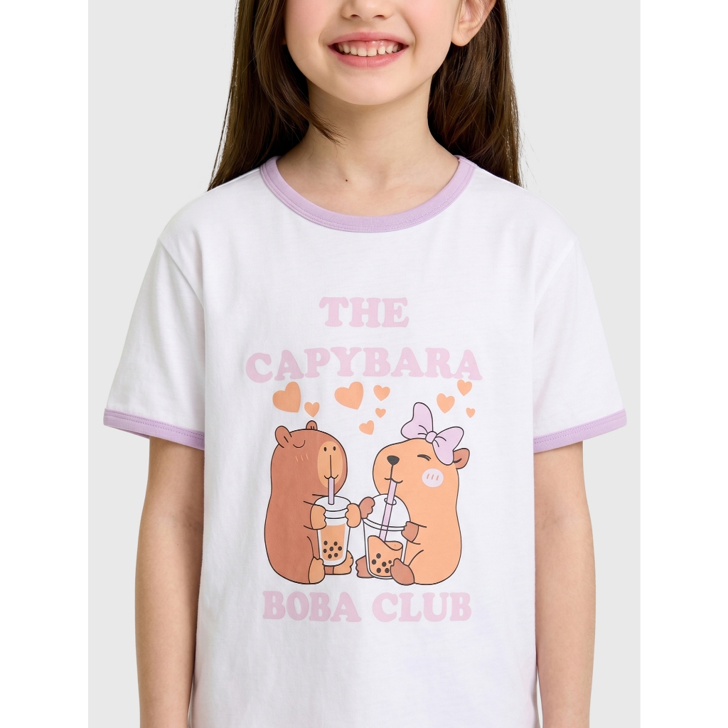Bộ quần áo bé gái CANIFA bộ thun hè cộc tay chất cotton pha mềm mại thoáng mát 1LS26S006