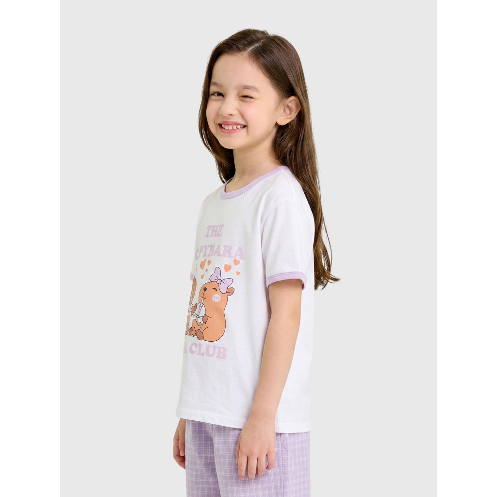 Bộ quần áo bé gái CANIFA bộ thun hè cộc tay chất cotton pha mềm mại thoáng mát 1LS26S006