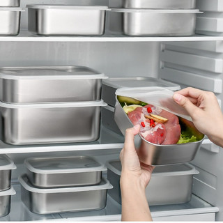 Hộp Đựng Thực Phẩm Tủ Lạnh Inox 304 Có Nắp Silicon Chống Tràn Dùng được Cho Bếp Điện Từ Hồng Ngoại 600-3000ml