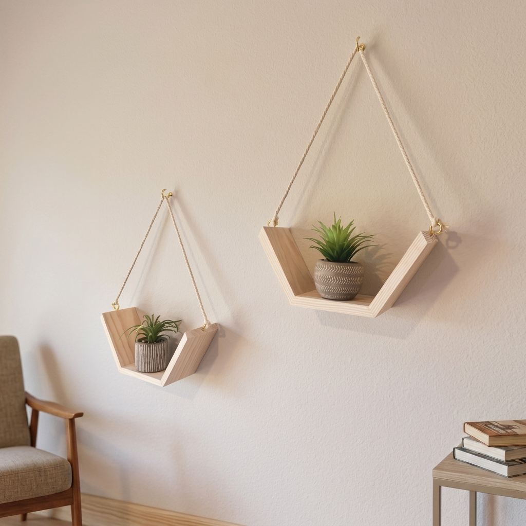 Kệ Gỗ Treo Tường Decor Trang Trí Nhà Cửa - Kệ Gỗ Kèm Dây Treo Siêu Xinh