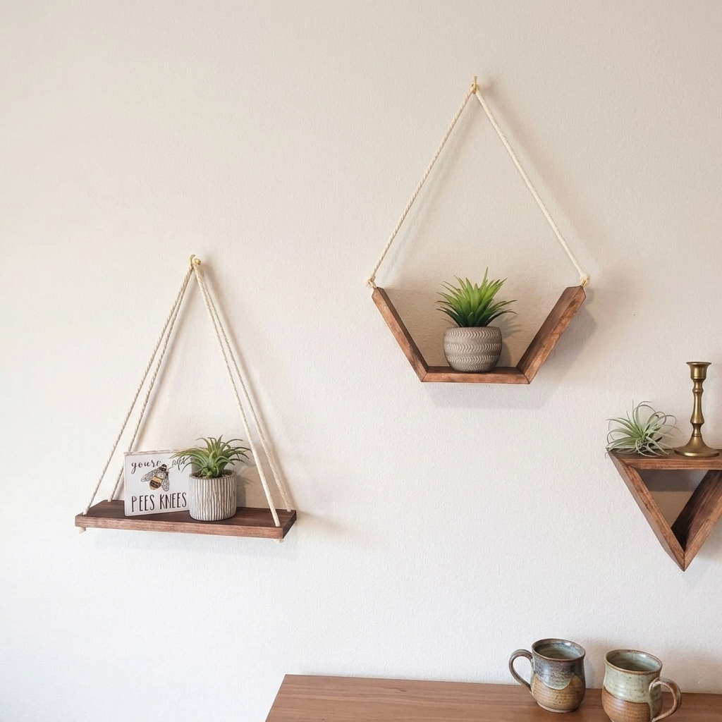 Kệ Gỗ Treo Tường Decor Trang Trí Nhà Cửa - Kệ Gỗ Kèm Dây Treo Siêu Xinh