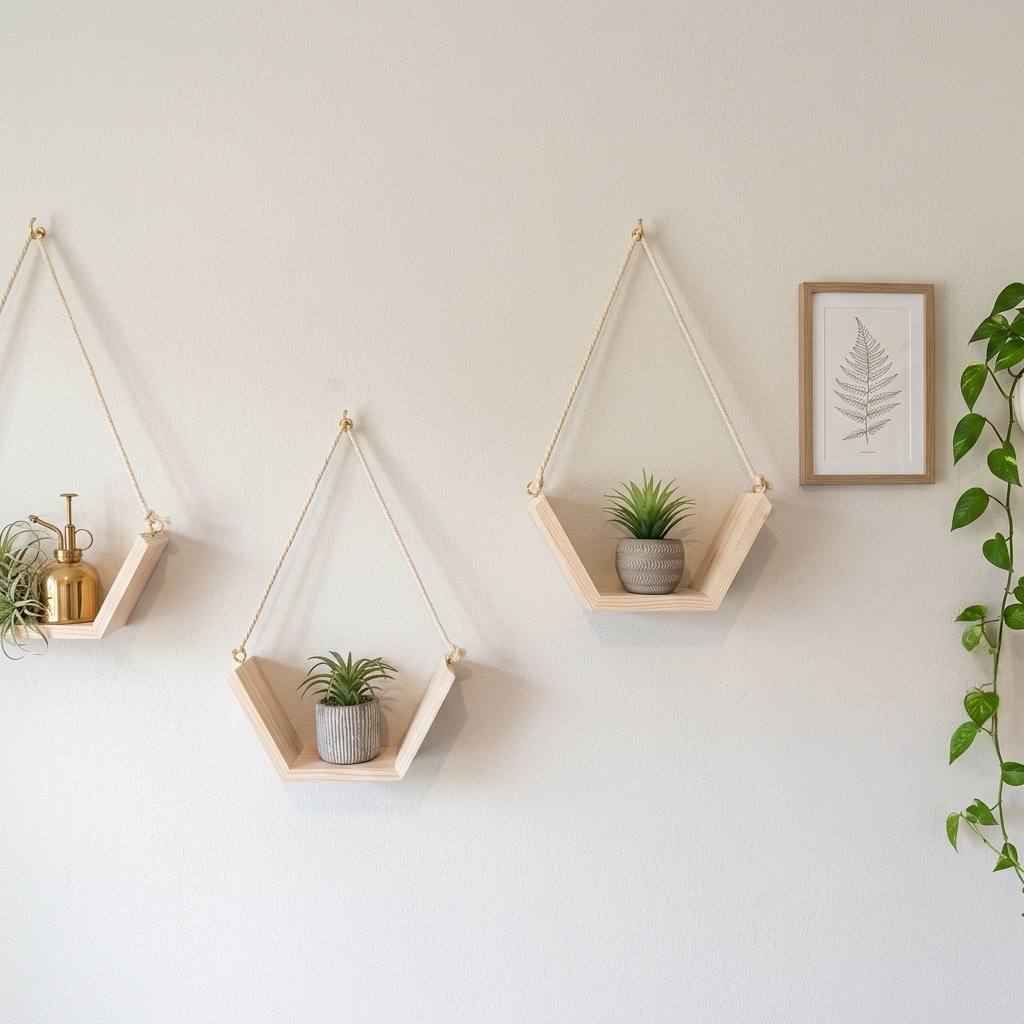 Kệ Gỗ Treo Tường Decor Trang Trí Nhà Cửa - Kệ Gỗ Kèm Dây Treo Siêu Xinh
