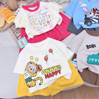 [Nhiều mẫu] Set đồ bé trai bé gái kiểu Hàn - Bộ cộc tay chibi nhồi bông dễ thương Hàng Thiết Kế