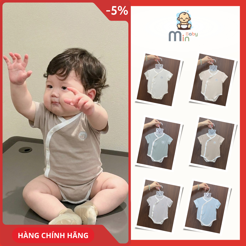 Body Chip Cộc Tay Sơ Sinh Anminaza Vạt Chéo Vải Sợi Tre Cao Cấp Co Dãn Thoáng Mát Và Mềm Mịn - Hàng Chính Hãng AMI0357-1