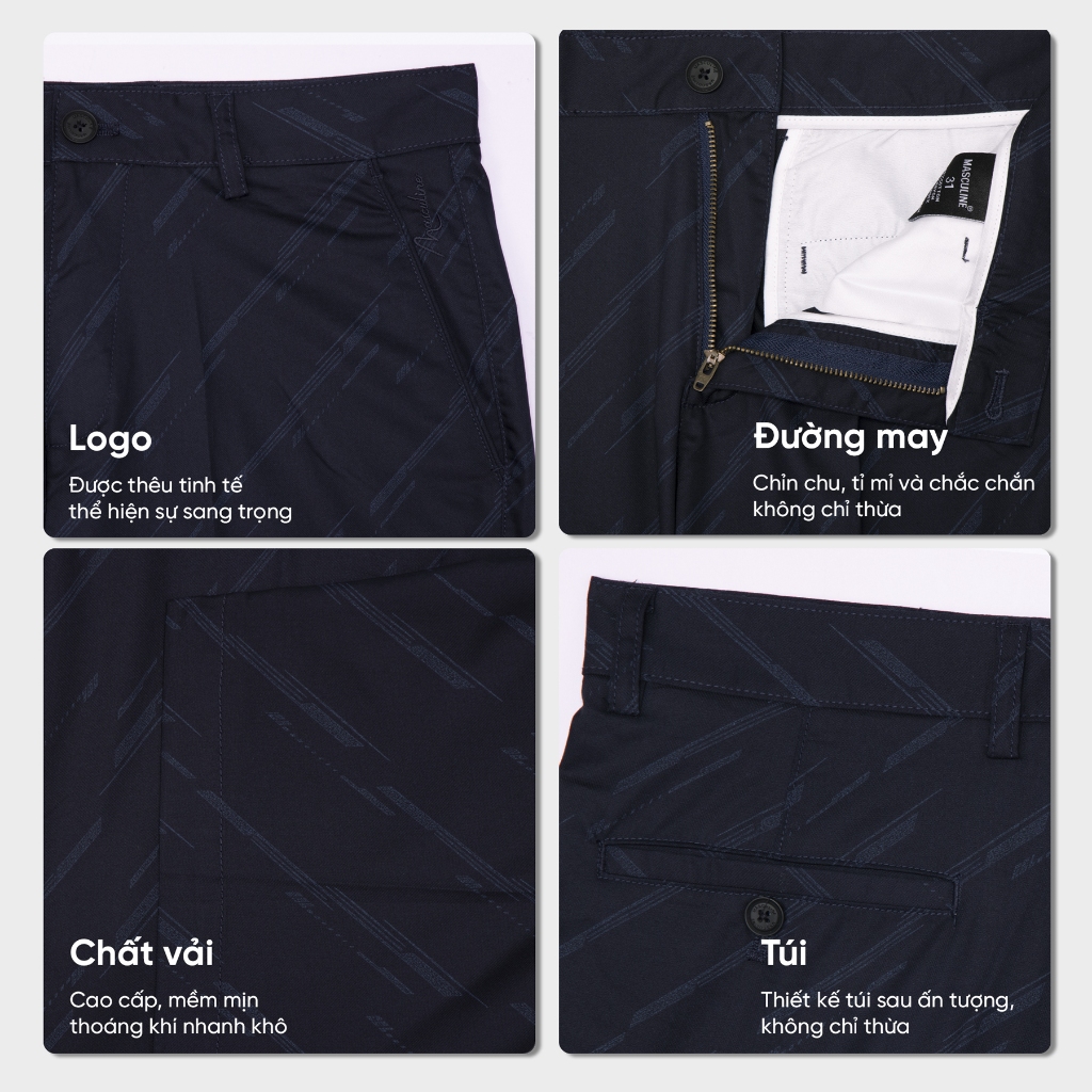 Quần short kaki MASCULINE MSK25.1 Form regular fit chất cotton cao cấp co giãn thoáng mát