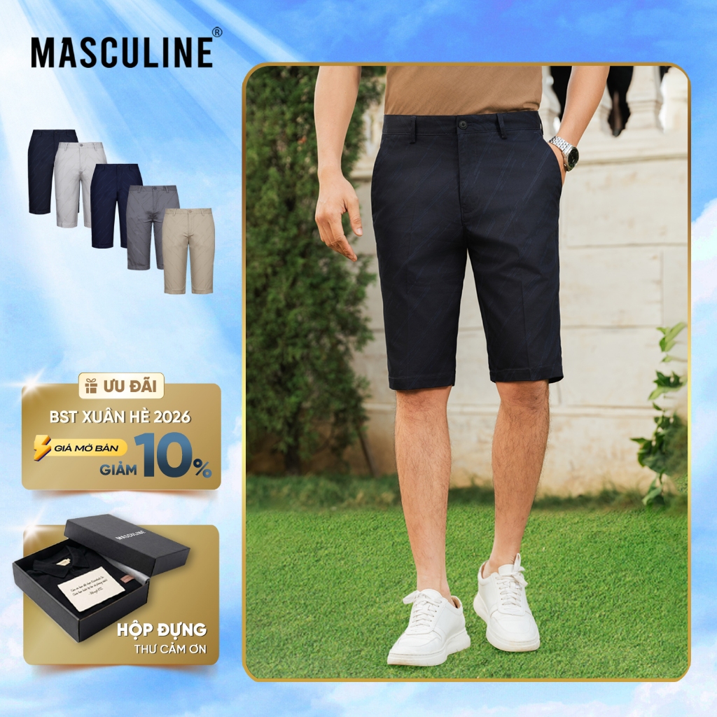 Quần short kaki MASCULINE MSK25.1 Form regular fit chất cotton cao cấp co giãn thoáng mát