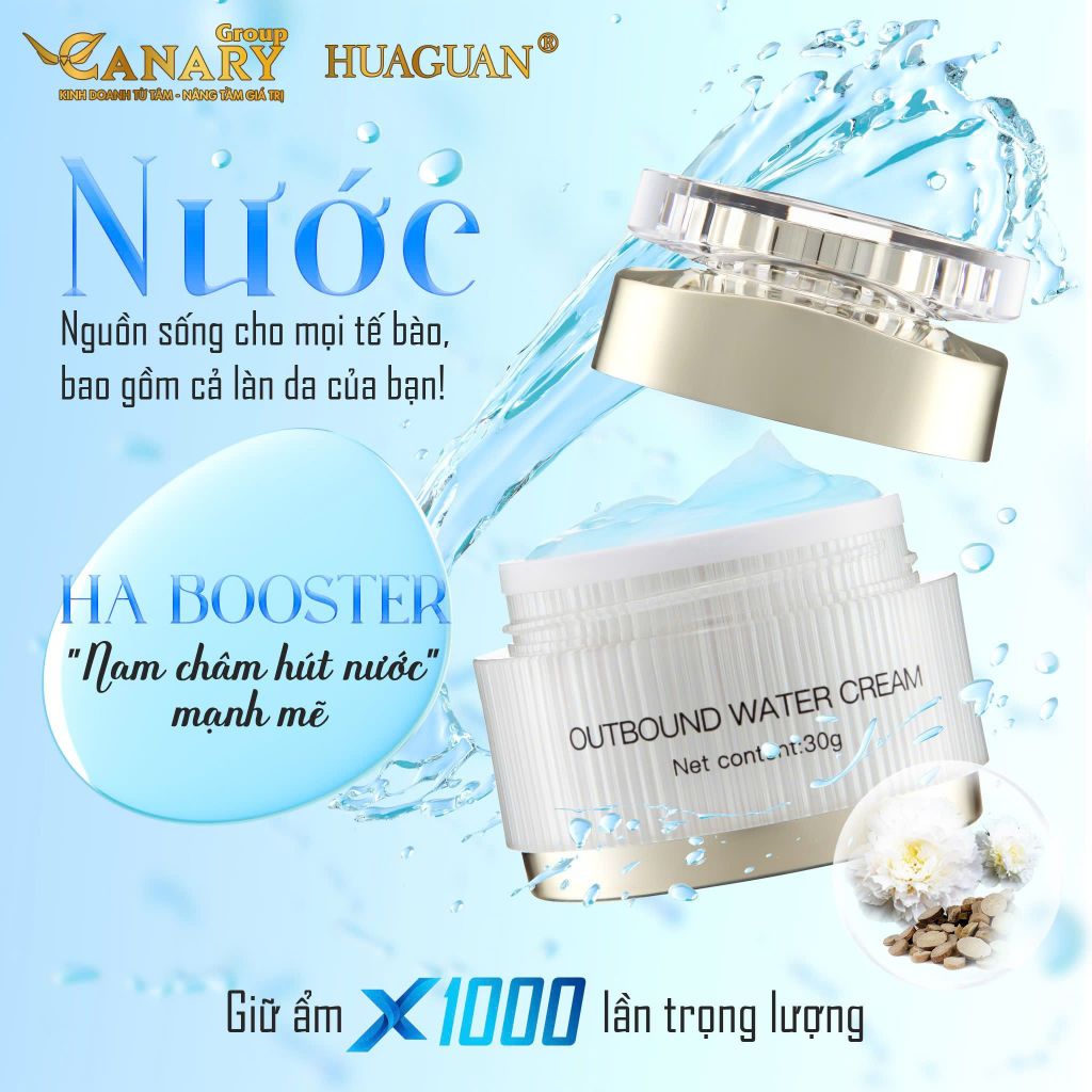 Kem Cấp Nước Huaguan, cấp nước và duy trì độ ẩm cho da 30g - Huaguan Outbound Water Cream HA Booster