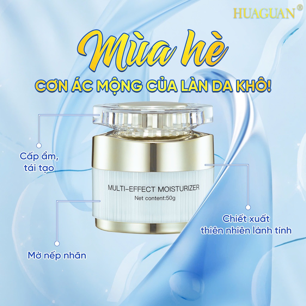 Kem Dưỡng Ẩm Đa Tầng Huaguan, giữ ẩm tầng sâu, ngăn ngừa sẹo 50g - Huaguan Multi-effect Moisturizer