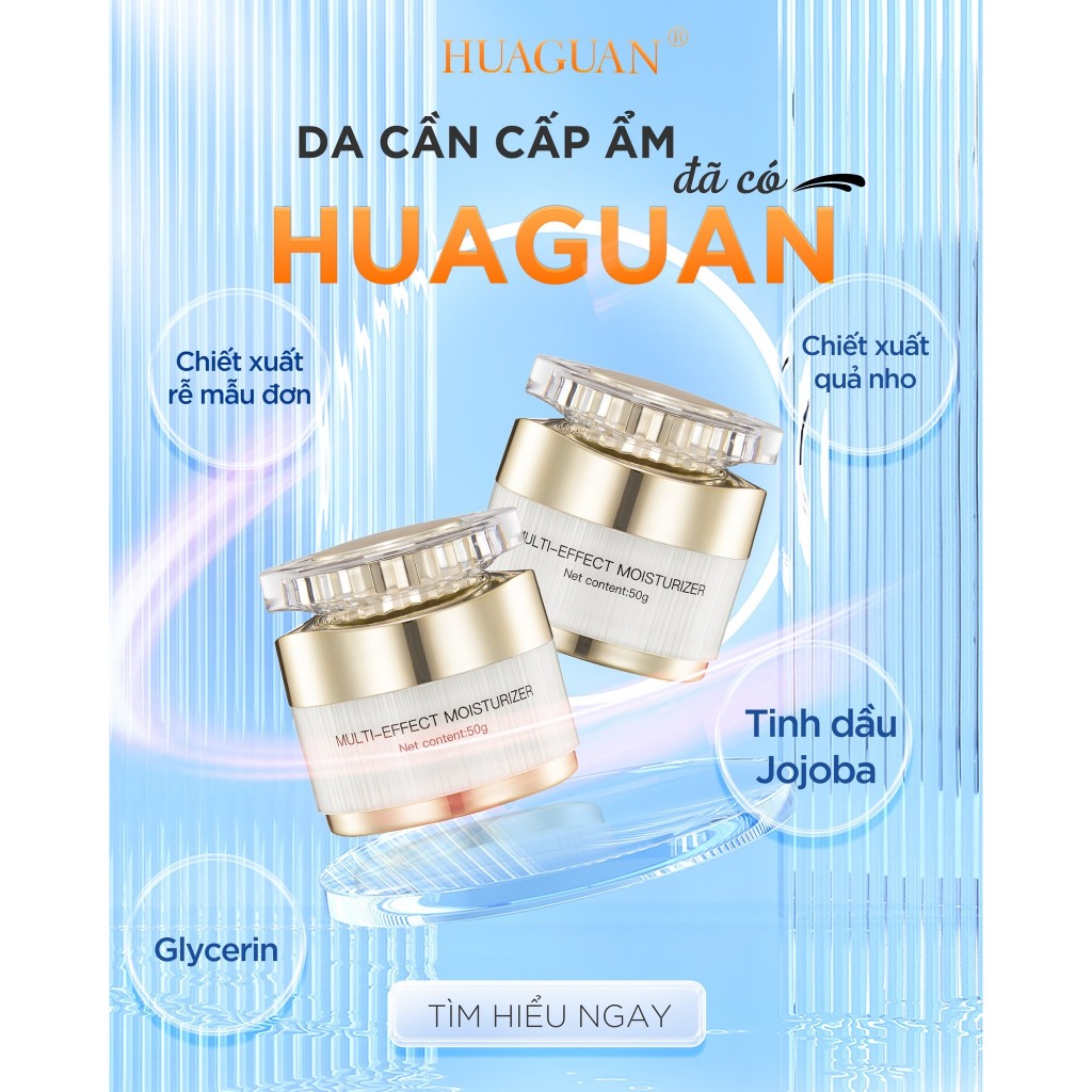 Kem Dưỡng Ẩm Đa Tầng Huaguan, giữ ẩm tầng sâu, ngăn ngừa sẹo 50g - Huaguan Multi-effect Moisturizer