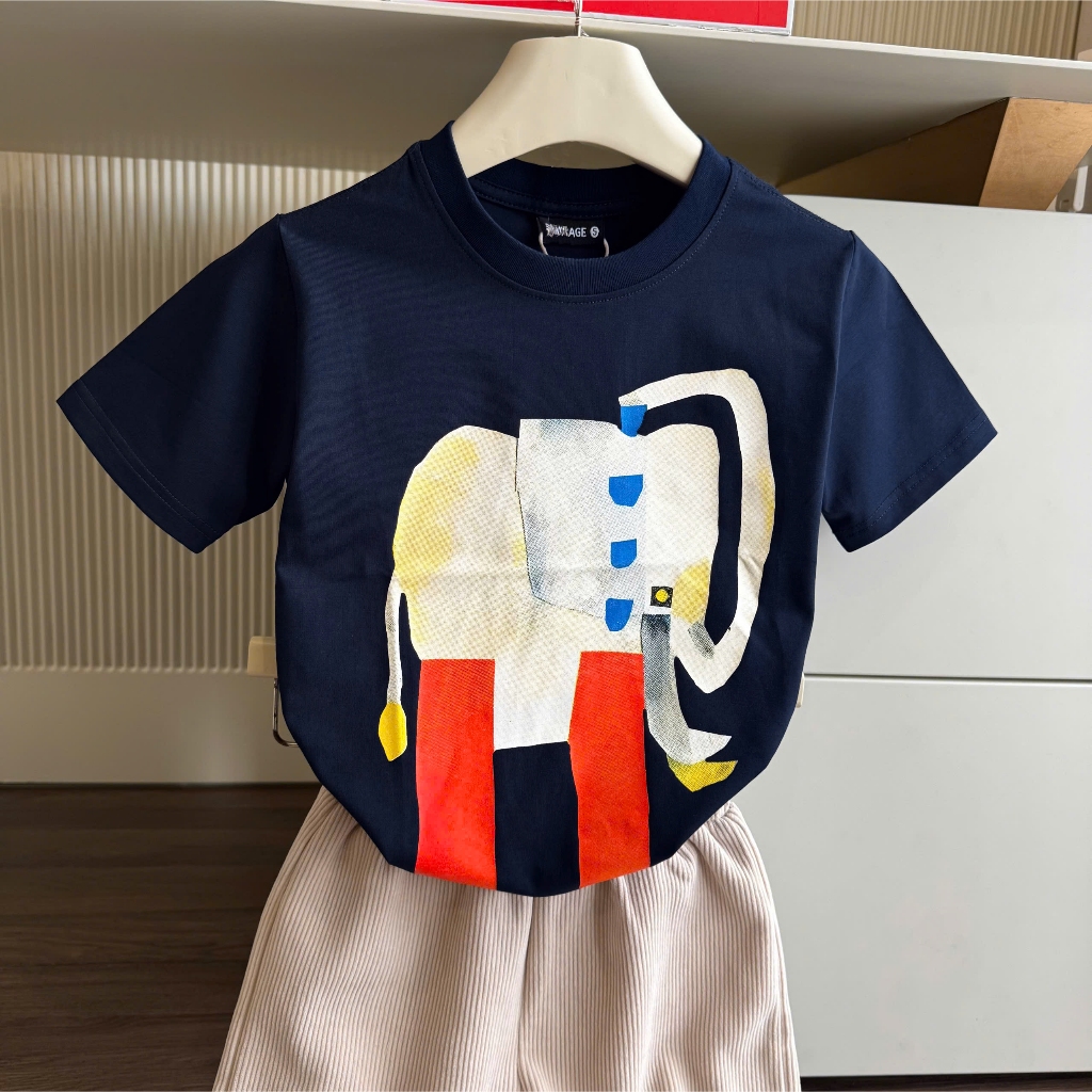 Áo Thun Trẻ Em Mirage Voi Vẽ Đáng Yêu, Chất 100% Cotton Cao Cấp, Có Kèm Hình Thật.