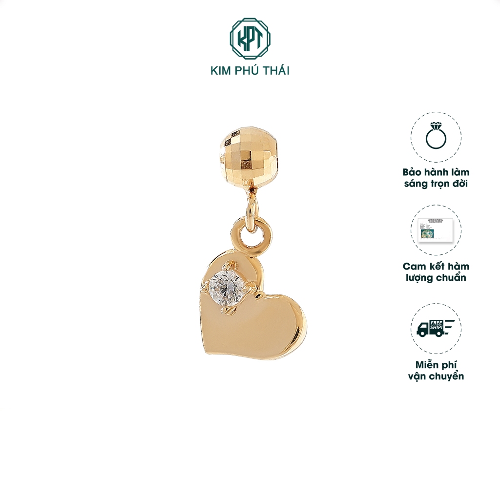 Charm Nữ KIM PHÚ THÁI Vàng 10K Thiết Kế Trái Tim Cách Điệu Đính Đá CZ Cao Cấp - C25