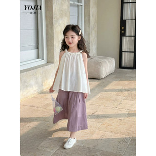 [B&G] Sét bộ áo cổ yếm trắng kèm quần suông nhẹ pastel cho bé gái mùa hè đi chơi, đi học