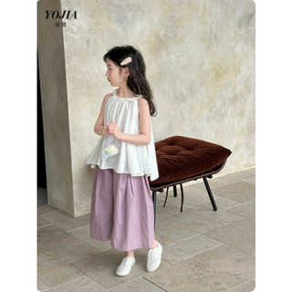 [B&G] Sét bộ áo cổ yếm trắng kèm quần suông nhẹ pastel cho bé gái mùa hè đi chơi, đi học
