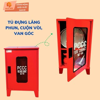 Tủ Đựng Thiết Bị PCCC Ngoài Trời Có Chân, Mái Che – KT 500x700x220mm – Sơn Tĩnh Điện.