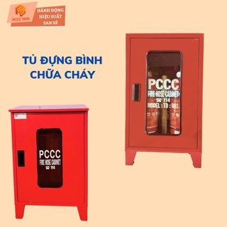 Tủ Đựng Thiết Bị PCCC Ngoài Trời Có Chân, Mái Che – KT 500x700x220mm – Sơn Tĩnh Điện.