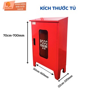 Tủ Đựng Thiết Bị PCCC Ngoài Trời Có Chân, Mái Che – KT 500x700x220mm – Sơn Tĩnh Điện.