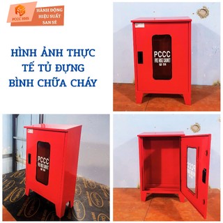 Tủ Đựng Thiết Bị PCCC Ngoài Trời Có Chân, Mái Che – KT 500x700x220mm – Sơn Tĩnh Điện.