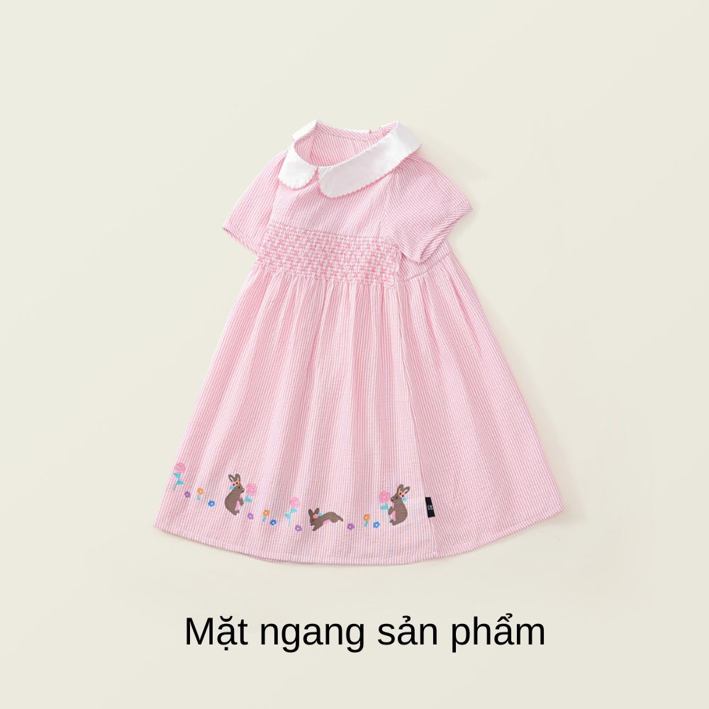 Váy Cho Bé Gái, Váy Hồng Ngọt Ngào Mặc Hàng Ngày In Họa Tiết Thỏ Chất Liệu Cotton Thoáng Mát
