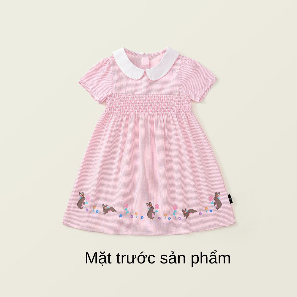 Váy Cho Bé Gái, Váy Hồng Ngọt Ngào Mặc Hàng Ngày In Họa Tiết Thỏ Chất Liệu Cotton Thoáng Mát