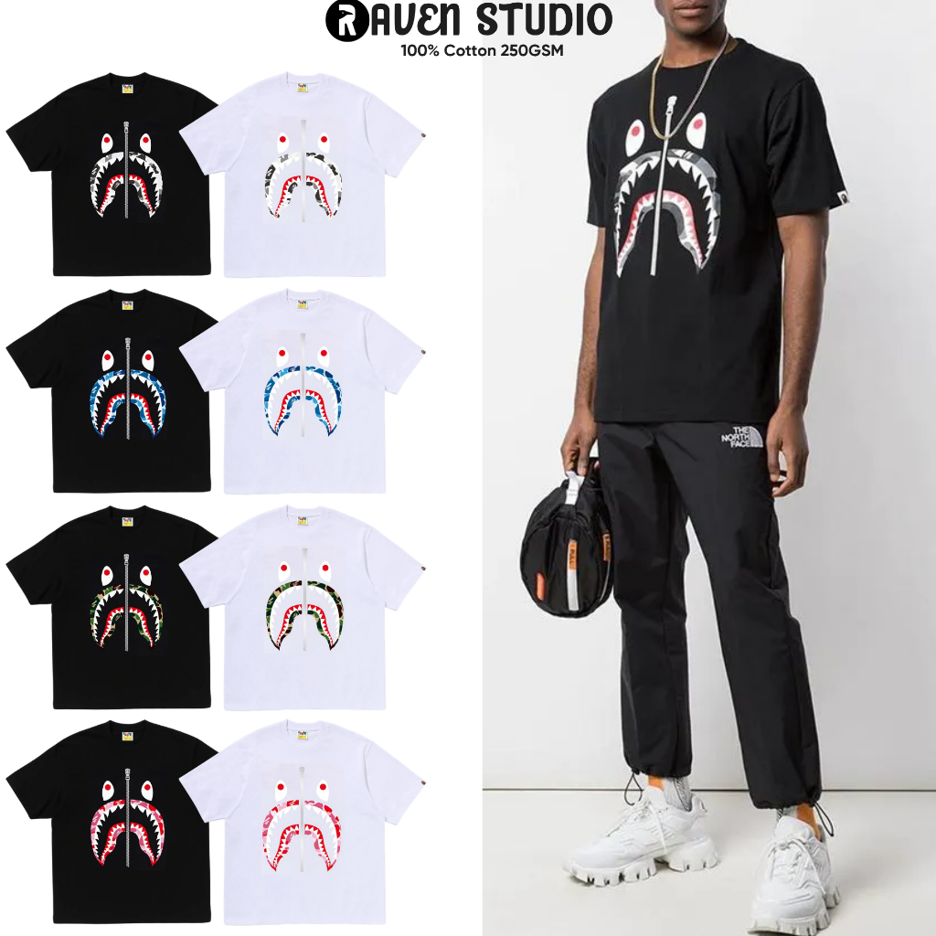 [Full Tag] Áo Thun SHARK CAMO ZIPPER Raven Studio - 100% Cotton 250GSM Premium