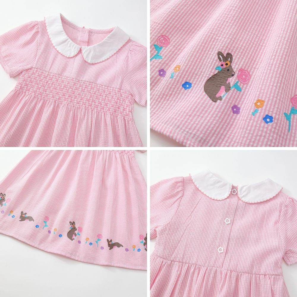 Váy Cho Bé Gái, Váy Hồng Ngọt Ngào Mặc Hàng Ngày In Họa Tiết Thỏ Chất Liệu Cotton Thoáng Mát