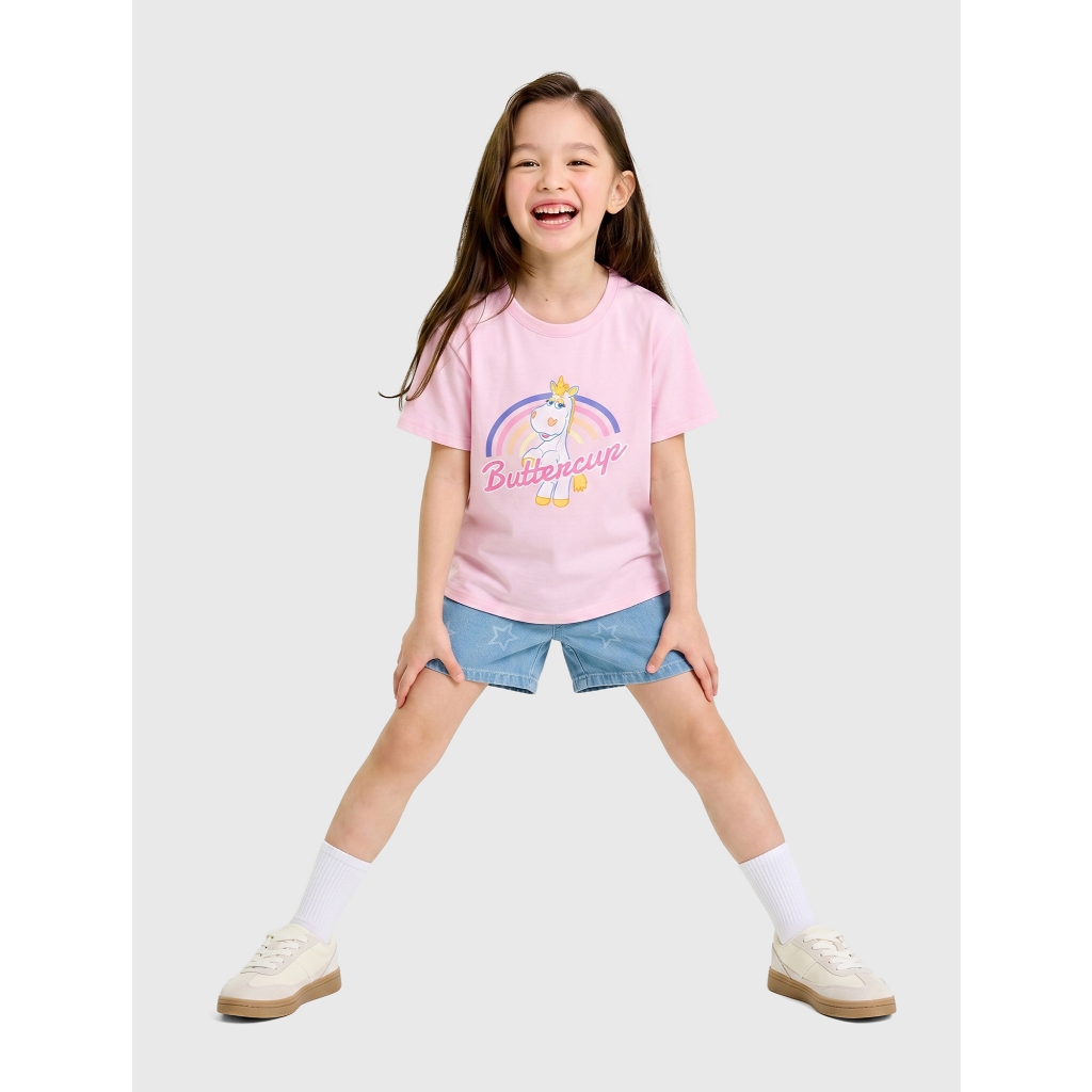 Áo phông bé gái CANIFA cộc tay cổ tròn chất cotton mềm mại thấm hút 1TS26S009