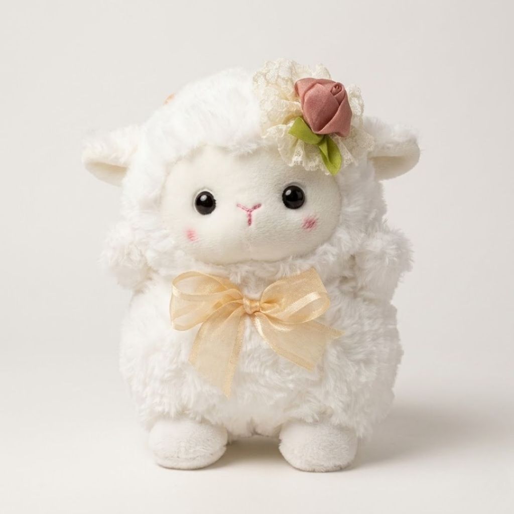 Gấu Bông Mini Cừu Trắng Đính Hoa Siêu Xinh, Cừu Bông 25Cm Mềm Mại Quà Tặng Đáng Yêu Cho Bé