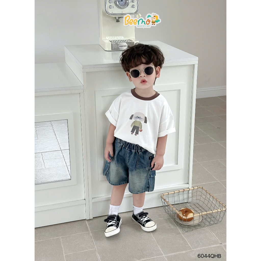 Quần short Jean Beemo thiết kế túi hộp năng động, chất liệu jean mềm mại cho bé 11-24kg